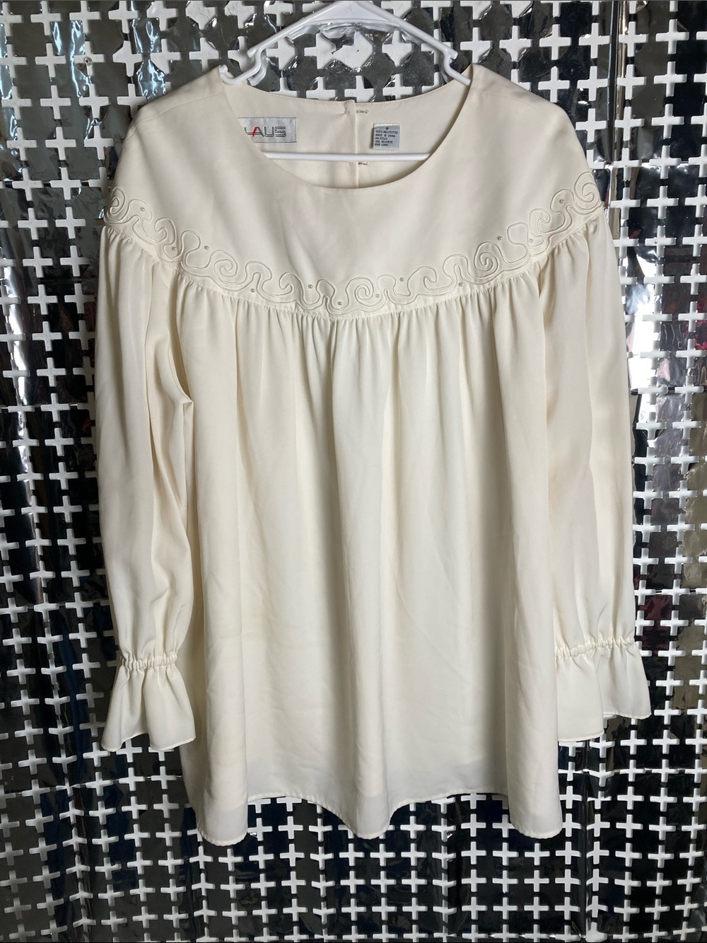 Chaus Cream Embroidered Yoke Tunic Blouse